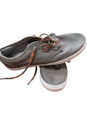 Vans Gray Canvas Low-Profile Sneakers with Patterned Laces